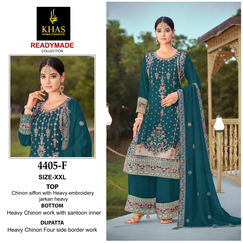 Khas 4405 Chinon Chiffon Readymade Pakistani Suits Exporters In India